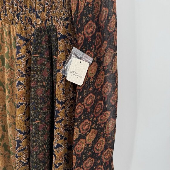 Free People Merrie Mix Print Tunic Top In Bronze Combo Floral Size S Small NWT - Picture 5 of 12